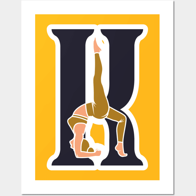 Sports yoga women in letter K Sticker design vector illustration. Alphabet letter icon concept. Sports young women doing yoga exercises with letter K sticker design logo icons. Wall Art by AlviStudio